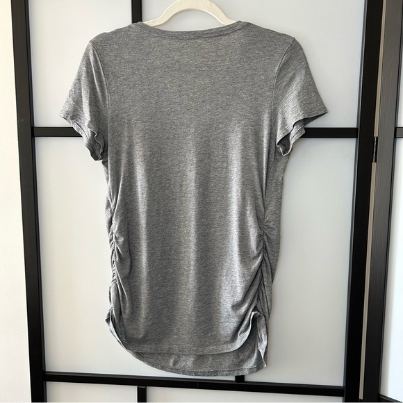 [M] Isabel Maternity V-Neck Dark Grey Side Scrunch Short Sleeve Top - Picture 5 of 8